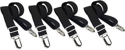 Long Bed Sheet Clips,Adjustable Bed Fitted Sheets Mattress Holder Straps Suspender Fastener,4 Pieces (White)