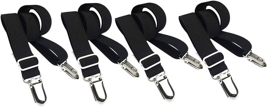 Long Bed Sheet Clips,Adjustable Bed Fitted Sheets Mattress Holder Straps Suspender Fastener,4 Pieces (White)