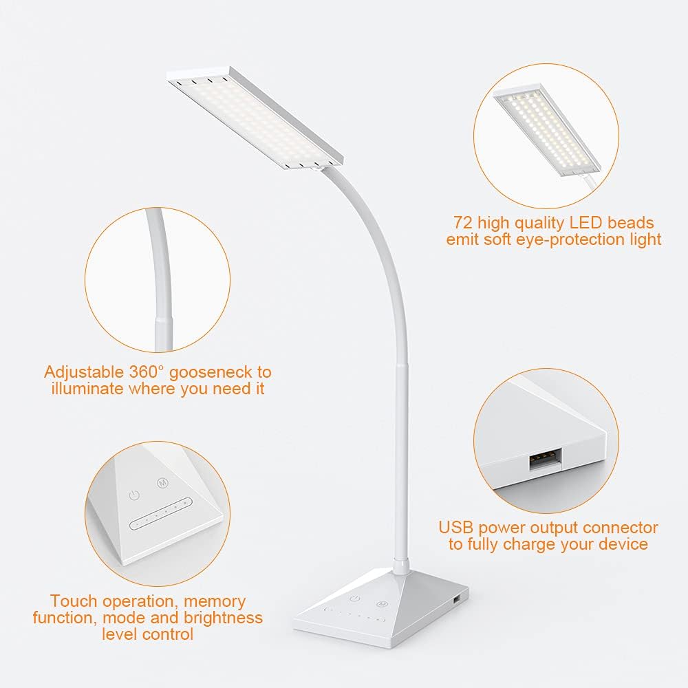 Vansuny Clip on LED Desk Lamp, Eye-Caring USB Reading Light for Home Office