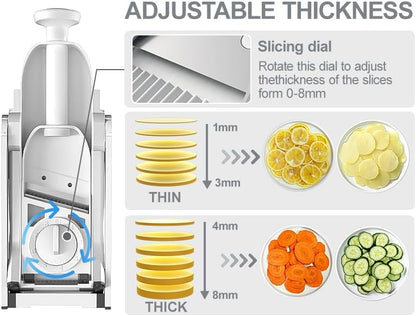 Safe Mandoline Slicer for Kitchen, Potato Slicer for Chips,Vegetable Cutter | Potato Slicer for Chips, 6 in 1 Vegetable slicer with Thickness Adjuster, Faster Kitchen Slicer for Meal Prep (Only Slice)