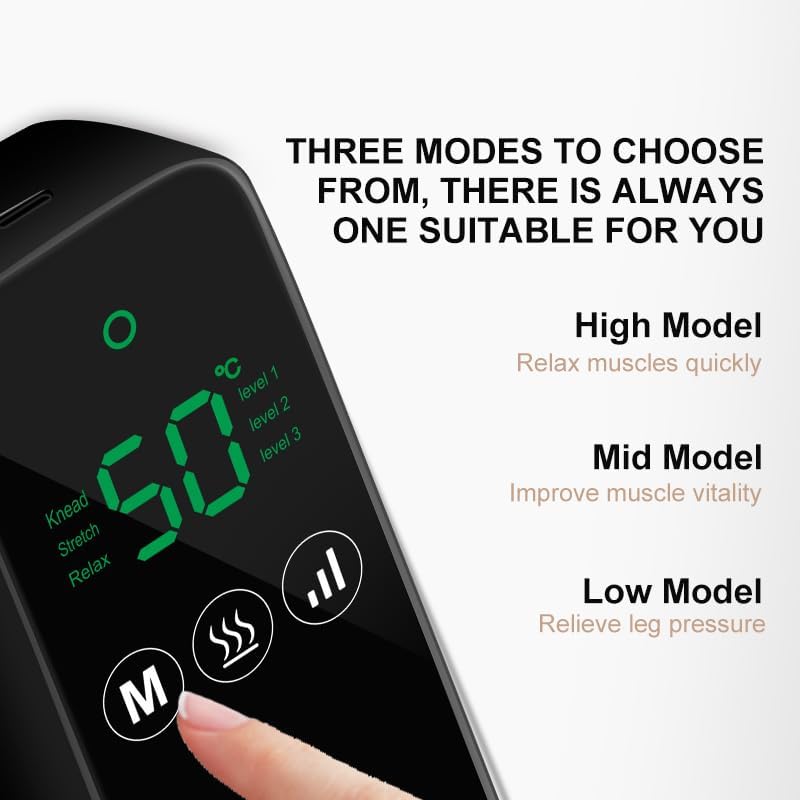Cordless Calf Massager with Heat & Air Compression, Leg Massager (1PCS) | 5 Heat Levels, 3 Modes & 3 Intensities, Improve Muscle Performance, Promote Blood Circulation, Relieve Calf Soreness