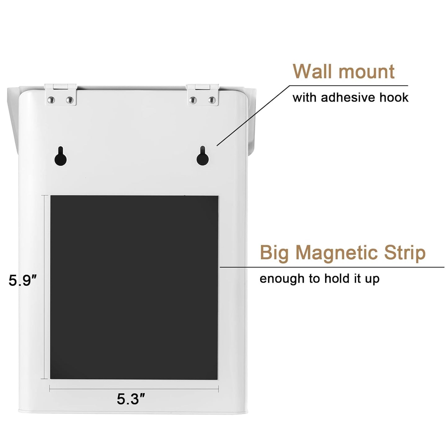 SUBEKYU Magnetic Lint Bin for Laundry Room Organization and Storage,White | Wall Mounted Metal Lint Box Holder Trash Can with Lid for Dryer,Lint Basket for Laundry Room Decor