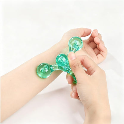 Triangle Relief Massage Ball, Mini Crystal Handheld Trigger Massager, Deep Muscle Tissue Palm Pressure Point Massage Tool, for Neck Shoulder Back Muscle Pain Relief, Transparent Green