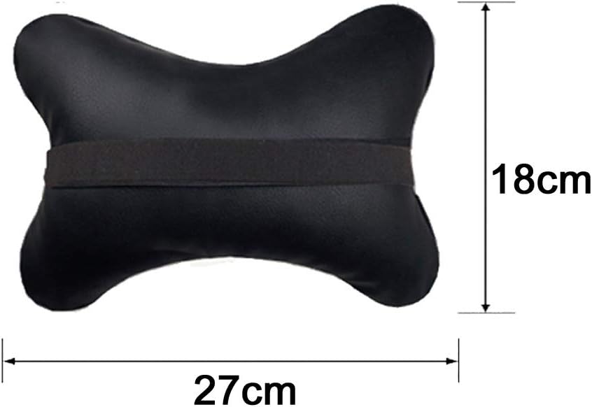 2 Packs Car Neck Pillows, Dual-Side PU Leather Car Headrest with Fiber Filling, Universal Soft Neck Support Pillow for Car, Home & Office (Black)