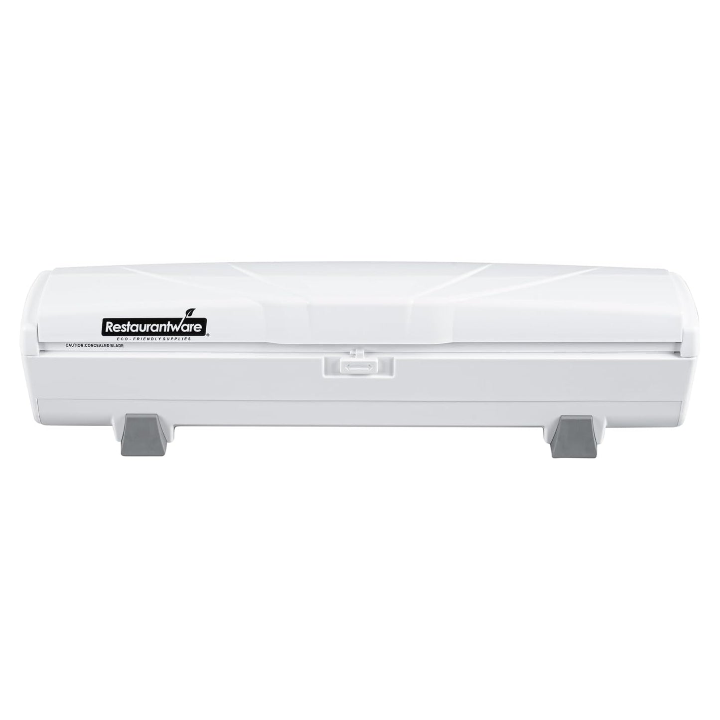 Restaurantware-Chef 101 Food Wrap Dispenser with Cutter, 1 Refillable Cling Wrap Dispenser - Fits 12” to 18” x 1000’ Rolls, Press Down and Cut, White Plastic Aluminum Foil, Sharp Blade