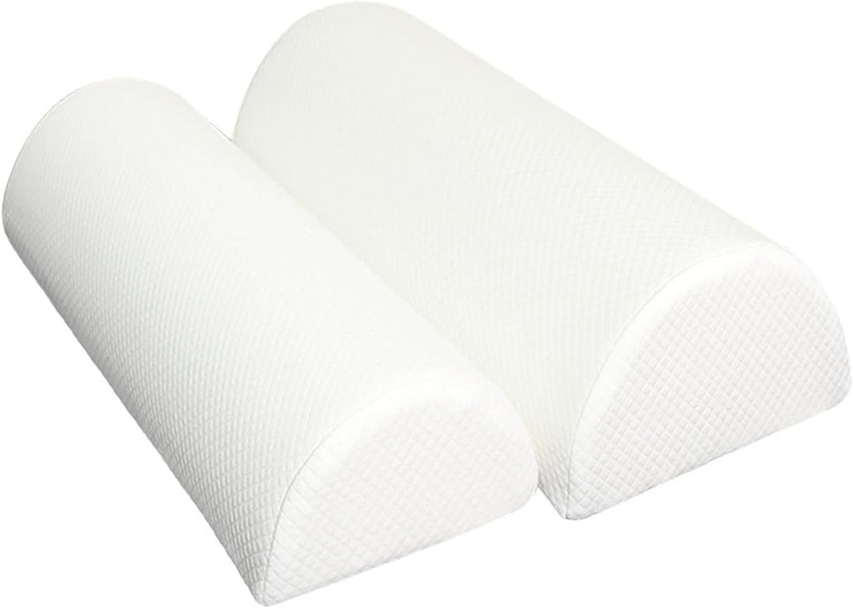 1/2 Pack Half Moon Bolster Pillow for Legs, Knees, Lower Back and Head | Lumbar Support Pillow for Bed, Sleeping | Semi Roll for Ankle and Foot Comfort - Machine Washable Cover(09,M:50x17x9cm)
