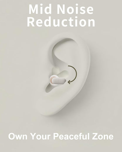 Ear Plugs for Sleeping Comfortable Mid Noise Cancelling Earplugs | All-night Wear without Ear Pain for Side Sleeper Patent Qufits Eartips 23dB Reusable Earplugs for Sleep, Travel - Black