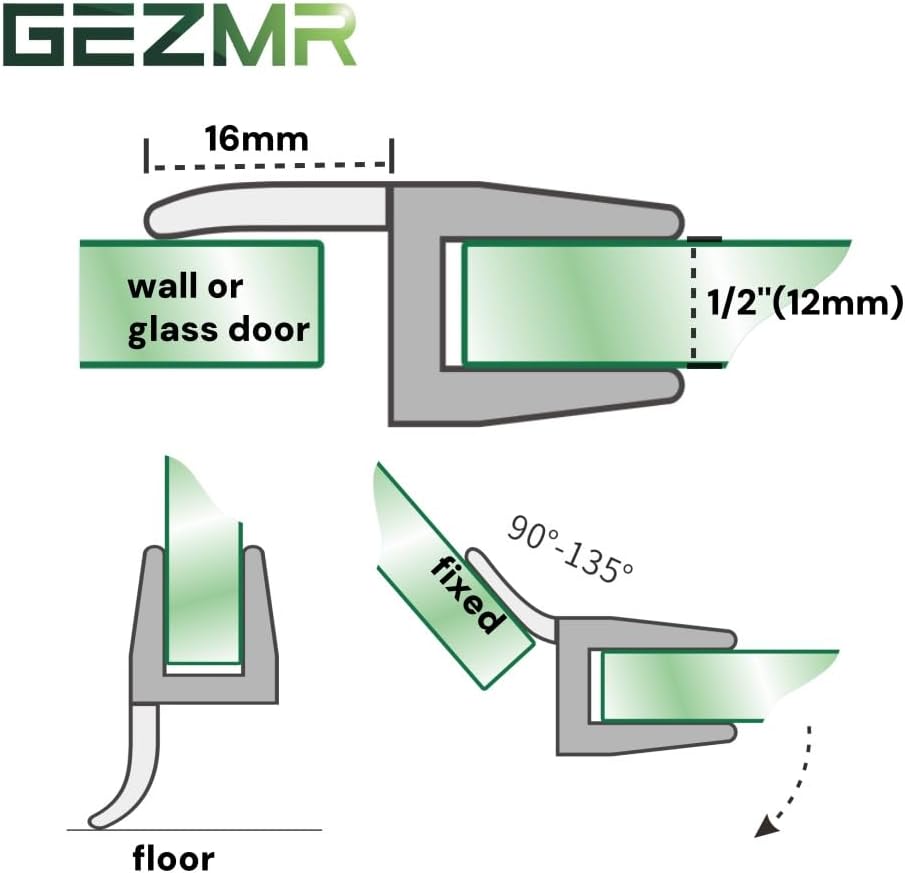 2-Pack Frameless Shower Door Bottom Seal (1/4'' X 39'') Clear Glass Shower Door Sweep Strip can Covers up to 23mm Gap - Stop Leaks