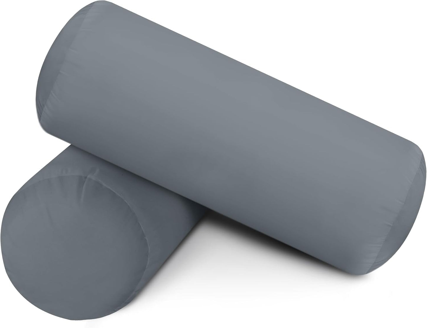 SAHARBEDDINGS 2 PC Cervical Neck Roll Pillow Cover with Cotton Bolster Pillowcases for Cylindrical Cushion Round Neck Pillowcase Zipper Closer (Blush, 13x6 Roll Pillow Set of 2)