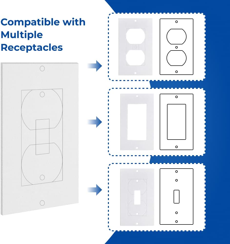 Wall Insulation Outlet Insulators Draft Sealers, 30 Pack Electrical Outlet Insulation Pads, EVA Foam Gasket for Wall, Light, Switch Socket Cover Compatible with Duplex Toggle Rocker (30Pack White)