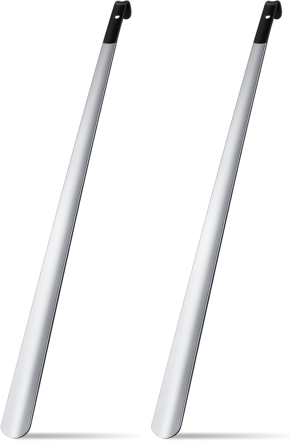 2 Pcs 31.5'' Extra Long Metal Shoe Horn for Elderly, Silver | Shoehorn Dressing Stick for Senior Disabled Men Women Limited Mobility, Standing Reach Assist, No Bending Needed