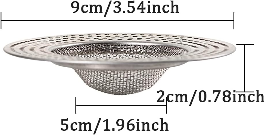 2pcs Heavy Duty Stainless Steel Slop Basket Filter Trap, 2.75" Top / 1" Mesh Metal Sink Strainer Shower Drain Hair Catcher for Kitchen Bathroom Bathtub Wash Basin Floor Balcony Drain Hole, Utility
