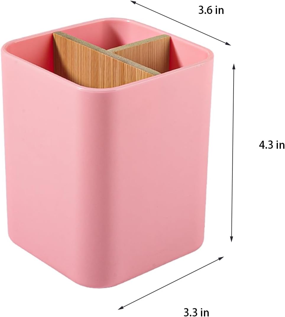 Bamboo Toothbrush Holder for Bathrooms Toothpaste Organizer - Black | Detachable Inserts, 3 Slots, Bathroom Counter Organizer, for Kids Electric Toothbrushes, Floss, Razors