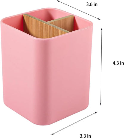 Bamboo Toothbrush Holder for Bathrooms Toothpaste Organizer - Black | Detachable Inserts, 3 Slots, Bathroom Counter Organizer, for Kids Electric Toothbrushes, Floss, Razors