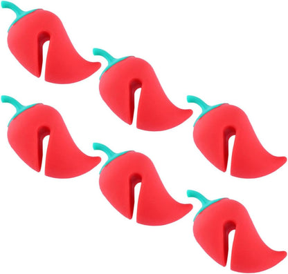 Beaupretty 6pcs Pepper-shaped Silicone Pot Lid Lifters Spill-proof Boil Stoppers Kitchen Pan Spill Guards for Cooking Prevention