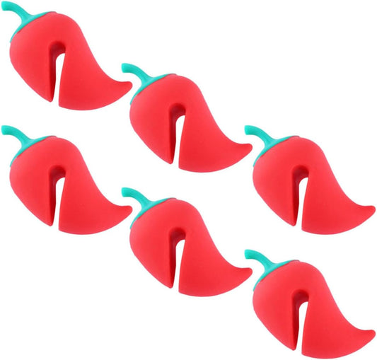 Beaupretty 6pcs Pepper-shaped Silicone Pot Lid Lifters Spill-proof Boil Stoppers Kitchen Pan Spill Guards for Cooking Prevention