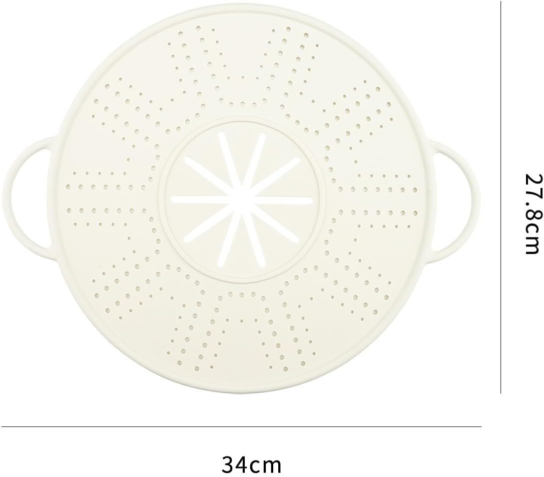 Silicone Spill Stopper Lid and Pot Holder Heat-Resistant Cover with Steam Release Port Fits Most Pots and Pans Dishwasher Safe 13.39 x 10.83 Inches Black(white)