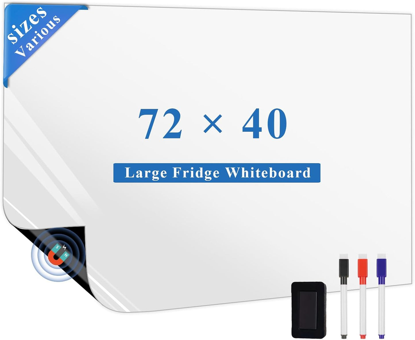 Magnetic Whiteboard for Fridge 2-Pack: Two Zones for Family Plans | Help Organize Grocery Lists & Kitchen Notes - 2 Small 12" x 8" Dry Erase Board Sheets for Refrigerator, Strong Magnet Backing