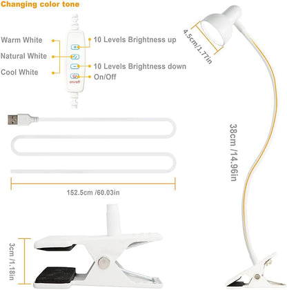 Clip on Reading Light for Bed 3 Color Modes Teal