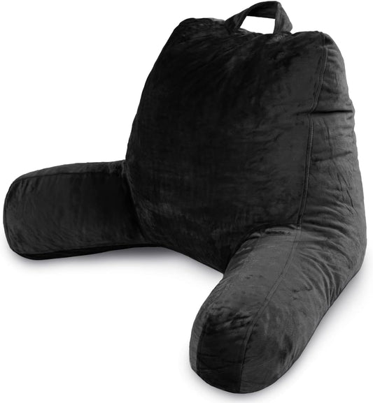 Milliard Reading Pillow with Arms, Grey, Shredded Memory Foam Back Pillow for Bed Sitting Up - Sit Up Backrest Support for Reading & Rest Bed - Washable Cover, Adjustable Comfort, CertiPUR Certified