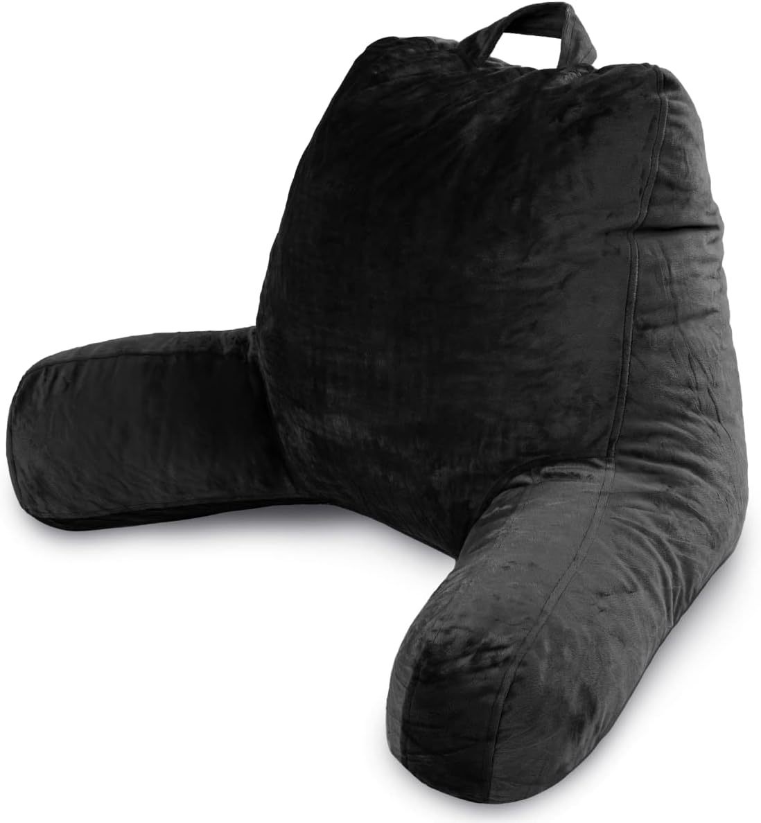 Milliard Reading Pillow with Arms, Grey, Shredded Memory Foam Back Pillow for Bed Sitting Up - Sit Up Backrest Support for Reading & Rest Bed - Washable Cover, Adjustable Comfort, CertiPUR Certified