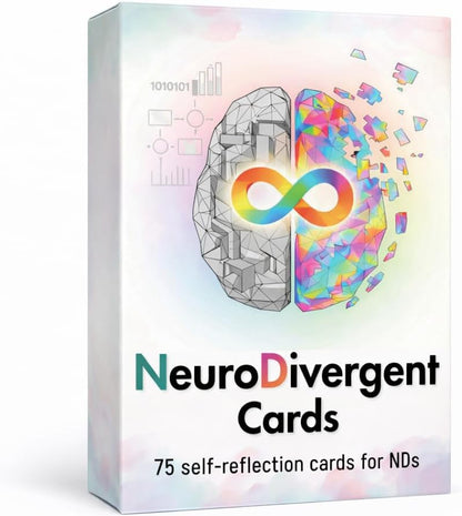 NeuroDivergent Cards - 75 Self-Reflection Therapy Cards for NDs, Autism & ADHD Tools for Adults, Teens, Coping Skills, Emotional Regulation, Mental Health Games & Therapist Gifts