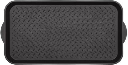 All-Weather Indoor/Outdoor Boot Tray | Weather-Resistant Hard Plastic Shoe Mat with Raised Edge for Entryways, Decks