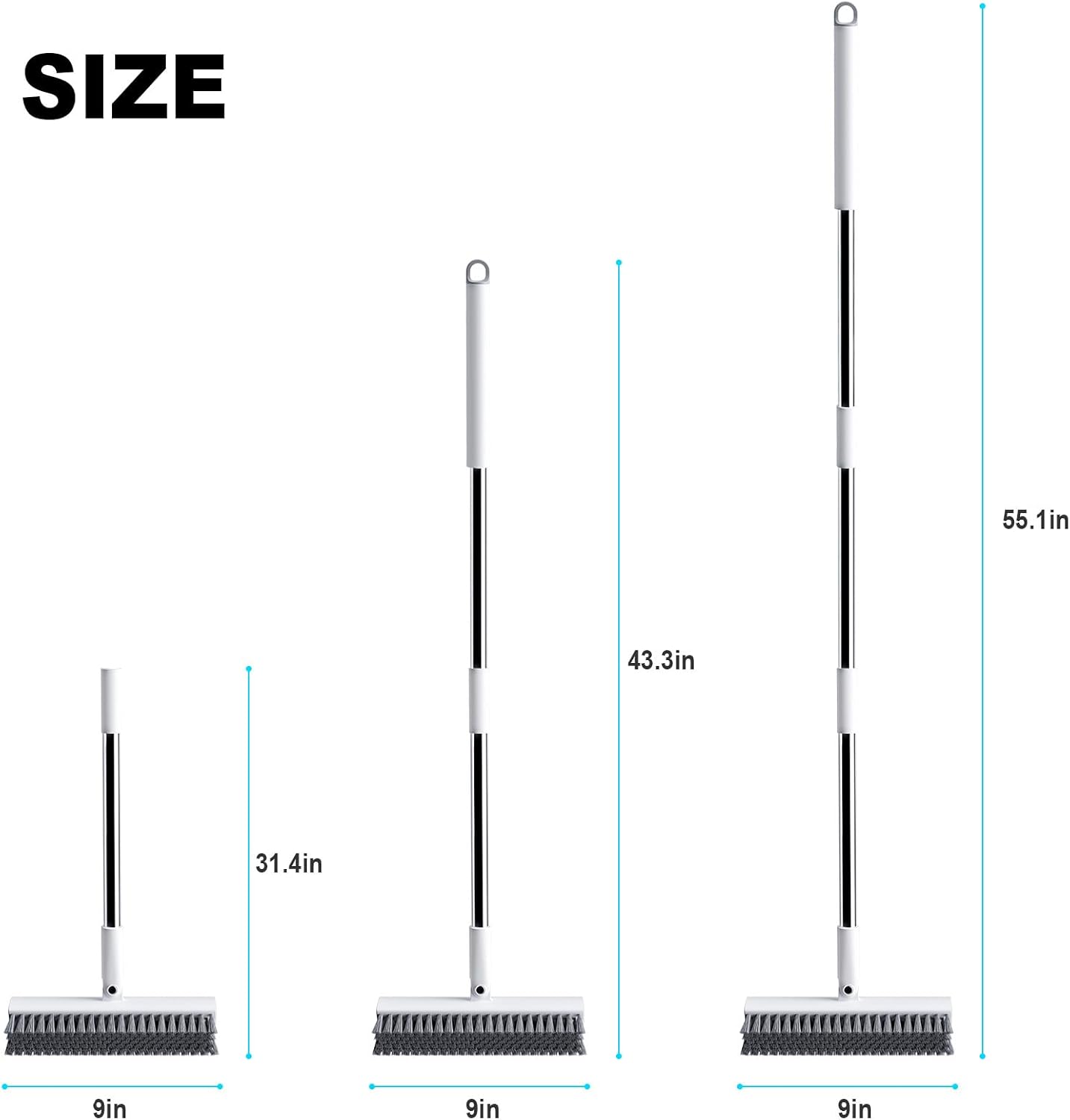 Floor Scrub Brush with Long Handle, Heavy-Duty Stiff Bristles, V-Shape Floor Scrubber Brush for Tile, Concrete & Grout Lines, Stand-Up Cleaning for Garage, Bathroom, Deck & Patio