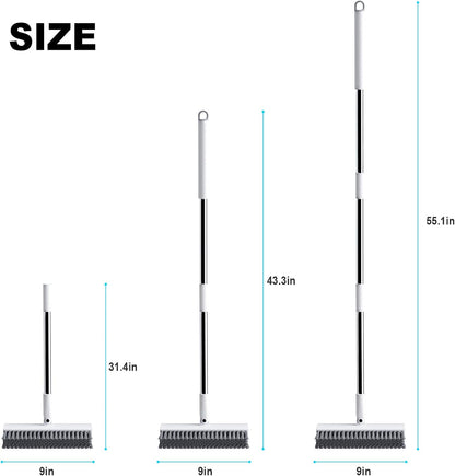 Floor Scrub Brush with Long Handle, Heavy-Duty Stiff Bristles, V-Shape Floor Scrubber Brush for Tile, Concrete & Grout Lines, Stand-Up Cleaning for Garage, Bathroom, Deck & Patio