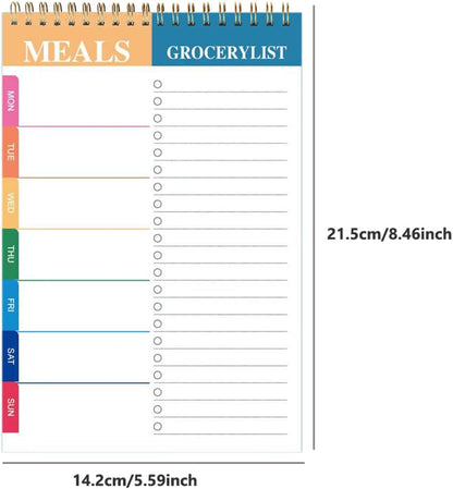 Weekly Meal Planner and Grocery List - 50 Undated Sheets Planning Pad for Organized Daily Menu, Tear-Off Notepad for Convenient Shopping