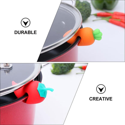 Angoily Pot Lid Lifter 8-Pack Silicone Spill Proof Boil Stoppers Heat Resistant Raised Edge Pot Lid Holders for Kitchen Cooking Food-Grade Spill Stoppers