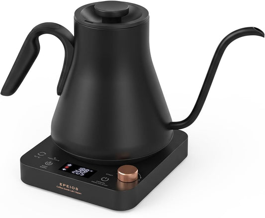 Epeios Gooseneck Electric Kettle ±1°F Temperature Control,1200W,0.9L,Black