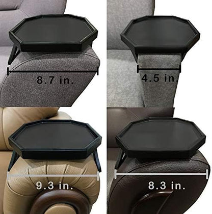Sofa Arm Clip Table, Armrest Tray Table, Drinks/Remote Control/Snacks Holder … (Platic, Brown)