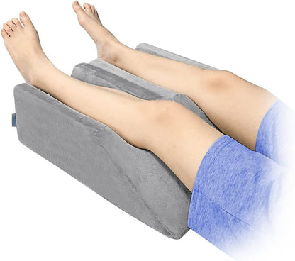 Zelen Leg Elevation Pillows Wedge 2 Pcs Single Leg Wedge Pillows for Swelling Foam Wedge for Elevating After Surgery Elevated Pillow for Legs Riser Knee Ankle Support Leg Rest Bed Positioners Wedge