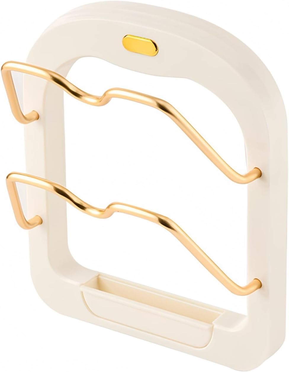 2-Tier Pot Lid Organizer, Rustproof Wall Mounted Pot Lid Rack for Cabinet Door & Wall, Multi-Use Kitchen Storage Holder Ideal for Pot Lids, Cutting Boards and Spoons (Pearl white)