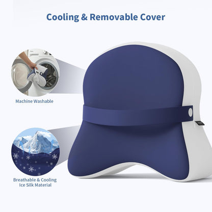 Knee Pillow for Side Sleepers - Removable Adjustable Strap Between Leg Pillow for Side Sleeping - Cooling Cover Memory Foam Knee Pillow for Hip Pain, Spine Alignment, Navy Blue