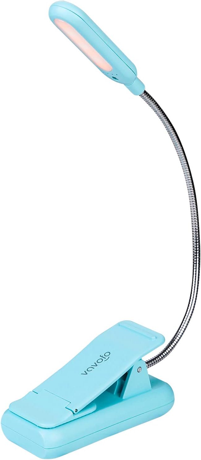 VAVOFO Rechargeable Book Light, Blue Light Blocking, Amber 1600K Clip On Reading Light, Eye Care 7 LEDs Kids Book Light for Reading in Bed with Power Indicator for Bookworms (Neon Orange)