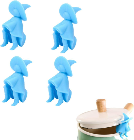 4 Pcs Pot Lid Lifter Silicone Spill Proof Lid Lifter Splash-Proof Steam Release Pan pot lid lifter Kitchen Tool Decoration Pot Lid & Cute Kitchen Accessories (Mix)