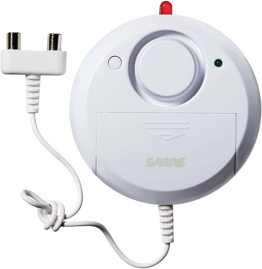 SABRE Water Leakage Alarm, 110 dB Alarm, Audible Up To 1,500-Feet (457-Meters), All Direction Water Sensor, High and Low Volume Settings, Battery Test Button