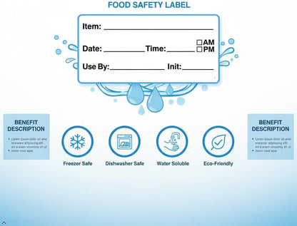 Dissolvable Food Labels for Containers, 1x2 Inch (200 Count) Water Soluble Stickers, Removable No Residue, Freezer Safe Kitchen Labels for Food Storage, Jars, Meal Prep & Restaurant Use