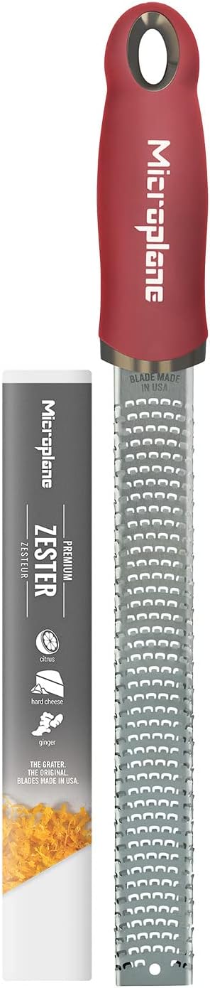 Premium Classic Series Zester - Lipstick Pink | Lemon Zester tool, Hard Cheese & Vegetable Grater | For Citrus, Parmesan Cheese, Garlic, Ginger, Nutmeg | Fine Stainless Steel Blade, Made in USA