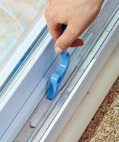 2pcs Hand-held Groove Gap Cleaning Tools Door Window Track Kitchen Cleaning Brushes (Sky Blue)