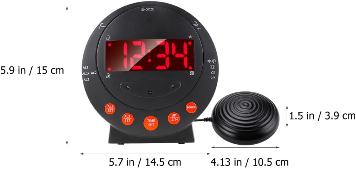 Digital Vibration Alarm Clock with Strong Bed Shaker for Deaf and Hard of Hearing, Loud Bedroom Vibrating Alarm Clock for Heavy Sleepers Elderly Use, 3pcs Set Without Batteries