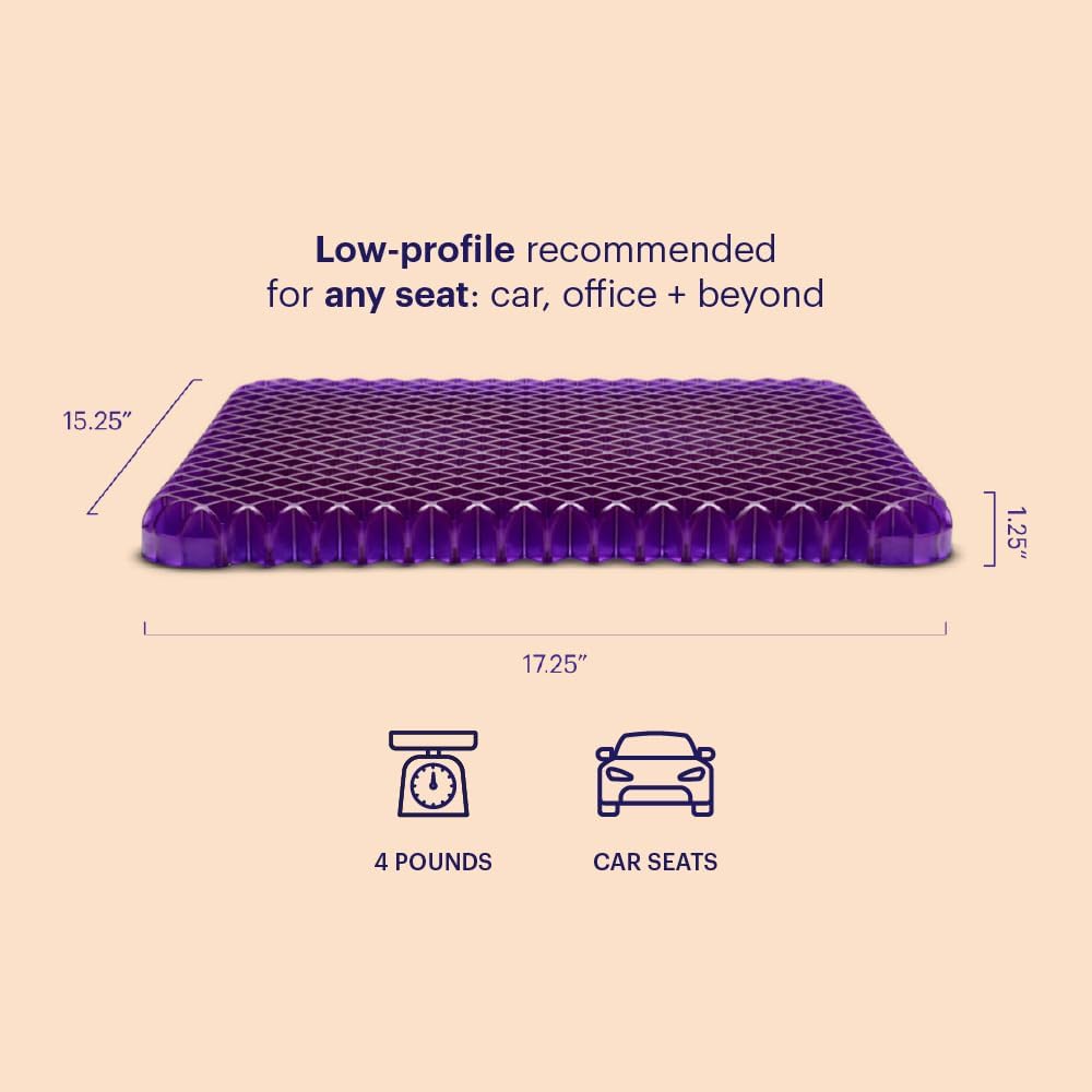 Purple Back Cushion, Lumbar Support Pillow for Office Chair, Car Seat