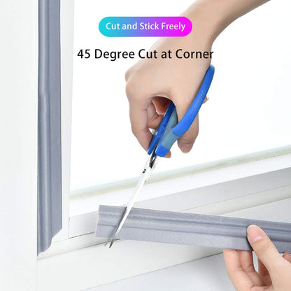 118 Inch Window Draft Stopper Foam Seal Strip Self Adhesive, Window Insulation Tape and Door Side Weather Stripping Soundproof, Door Bottom Sweep Noise Gap Blocker (White, T Shape)