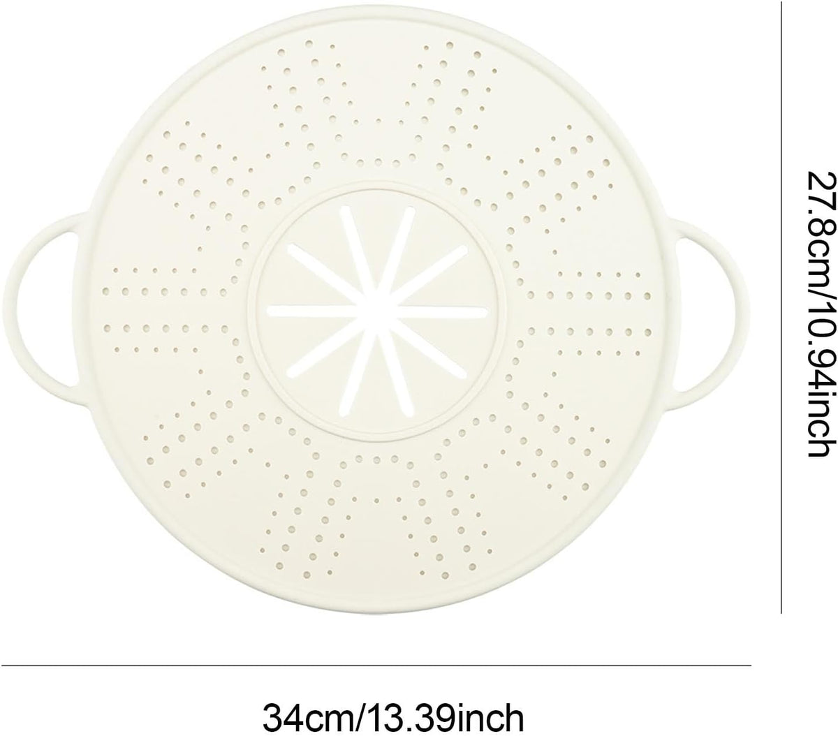 Silicone Spill Stopper Lid, 10.94 in Double Handle Splatter Screen for Boil-Over and Oil Splatter, Black