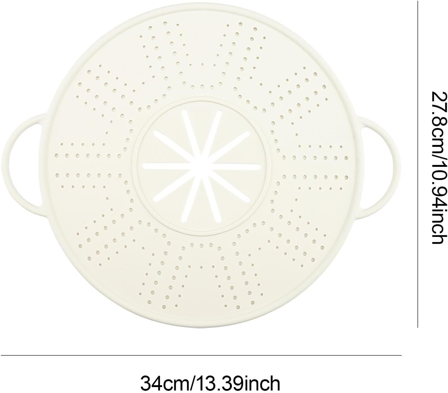 Silicone Spill Stopper Lid, 10.94 in Double Handle Splatter Screen for Boil-Over and Oil Splatter, Black