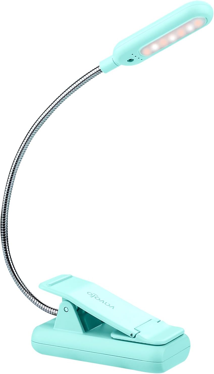 VAVOFO Rechargeable Book Light, Blue Light Blocking, Amber 1600K Clip On Reading Light, Eye Care 7 LEDs Kids Book Light for Reading in Bed with Power Indicator for Bookworms (Neon Orange)