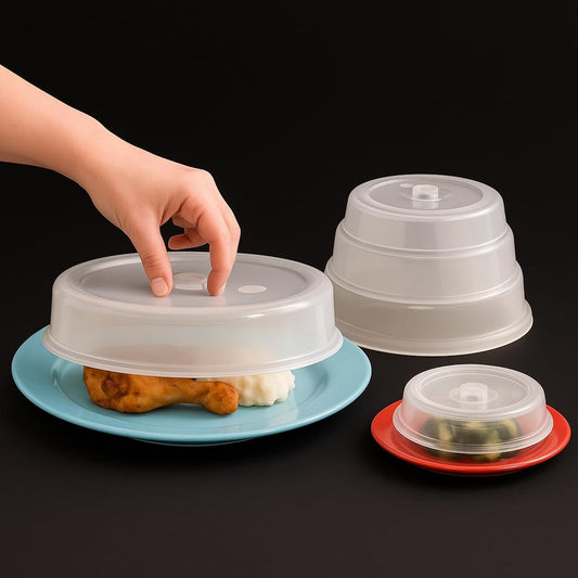 5 Piece Ventilated Microwave Covers Adjustable Steam Vents Assorted Sizes BPA Free Mixed Sizes For Large & Small Food Plates Bowls