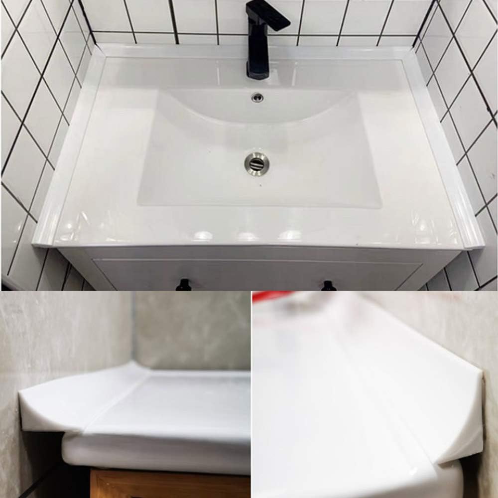 78 inch Shower Threshold Water Dam Barrier Water Stopper, Glass Shower Door Bottom Seal Strip, Silicone Rubber Kitchen Sink Splash Guard for Countertop, Bathtub, Bathroom（White）